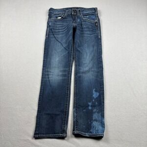 Silver Jeans Co Eddie Men Relaxed Straight Leg 29x30 Bleach Splatter Jeans Blue